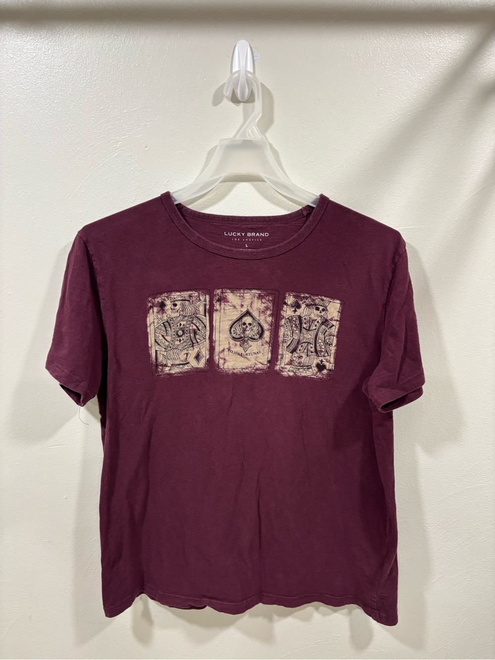 Lucky Brand Women's Short Sleeve Tee - Plum Wine Size L